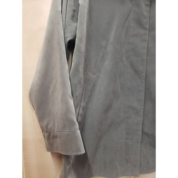 London Fog Gray Polyester Jacket, L, Double layer collar, Pockets, Button Cuffs - Picture 3 of 9